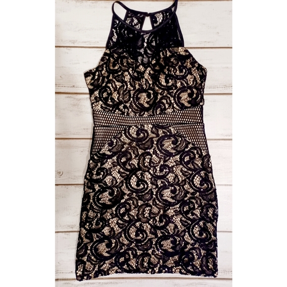 Dream ' Moon Halter Cutout Zip Back Lace Mini Dress - Picture 6 of 16